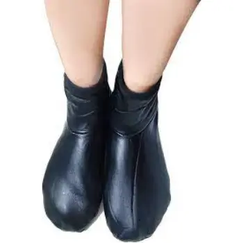 Womens Wool Faux Leather Socks 